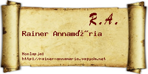 Rainer Annamária névjegykártya